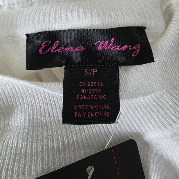 Elena Wang Womens Ivory Ribbed Knit Top S/P - Picture 6 of 10